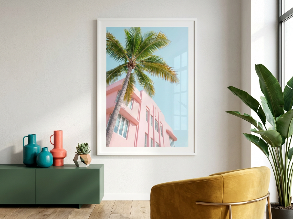 Pink Building With Palms