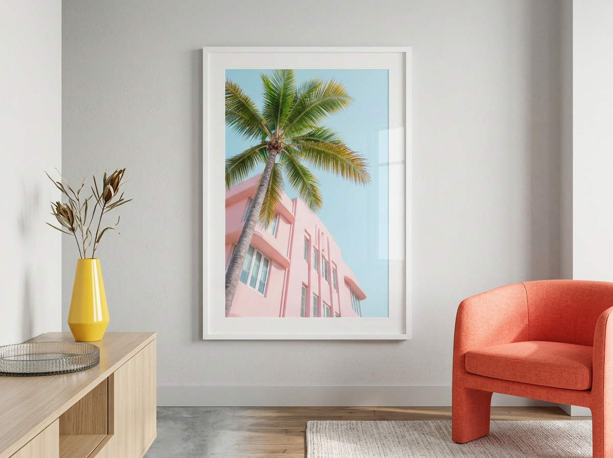 Pink Building With Palms
