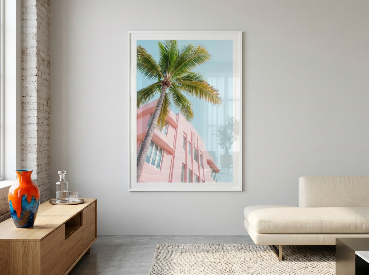 Pink Building With Palms